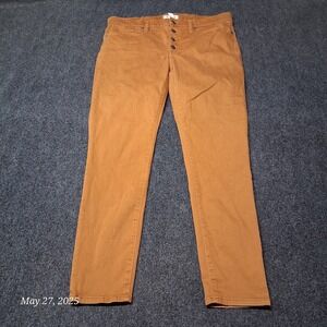 Madewell 9" Mid-Rise Skinny Button Fly Pants Women 31 Garment Dyed Burnt Sienna